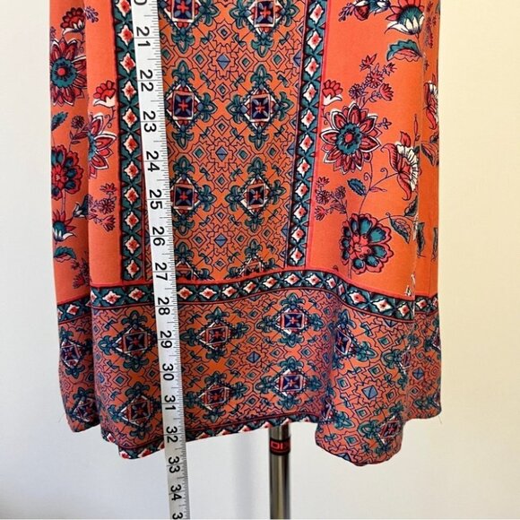 Angie Mini  Dress Double Strap Racerback Orange Boho Moroccan Southwestern Sz S - Picture 5 of 11